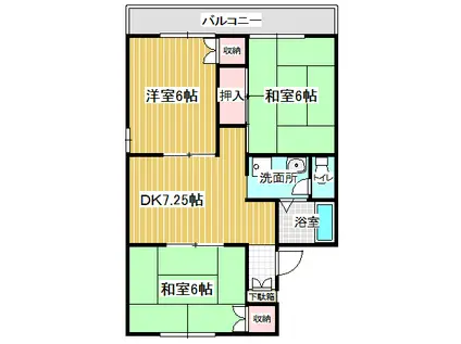 エミネンスA(3DK/2階)の間取り写真