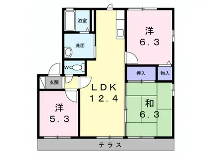 グリーンヴィラ中町(3LDK/1階)の間取り写真