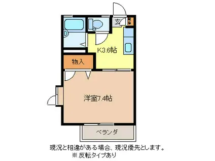 ベルメゾン南俣(1K/2階)の間取り写真