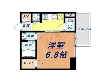 エスリード大阪上本町レジェーロ(1K/9階)の間取り写真