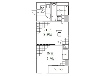 ベルシード東向島(1LDK/8階)の間取り写真