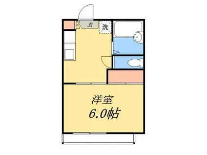 さくらパークB棟(1K/1階)の間取り写真