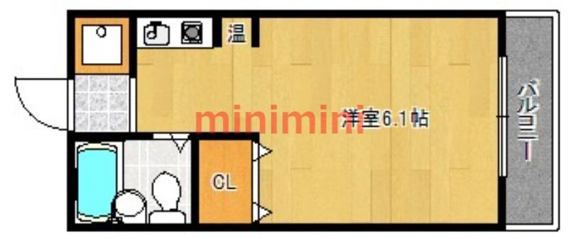 エステートピアニシケン(ワンルーム/1階)の間取り写真