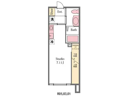 パディーI(ワンルーム/1階)の間取り写真