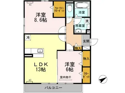 グラン・シャリオ千種(2LDK/3階)の間取り写真