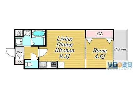 セノアタワー新大阪(1LDK/2階)の間取り写真