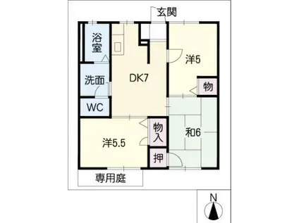 ハイム橘A棟(3DK/1階)の間取り写真