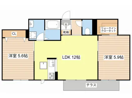 ベレオ IWAHATA(2LDK/1階)の間取り写真