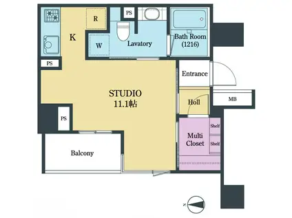 ブランズ神楽坂(ワンルーム/5階)の間取り写真