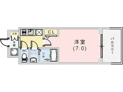 ソルテラスKOBE湊町(1K/3階)の間取り写真