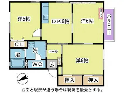 シュトルム高瀬B(3DK/2階)の間取り写真