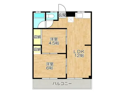 ビューラー穴見(2LDK/2階)の間取り写真