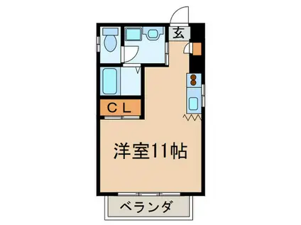 秋月荘(ワンルーム/4階)の間取り写真