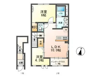 オリエンタルコート(2LDK/2階)の間取り写真