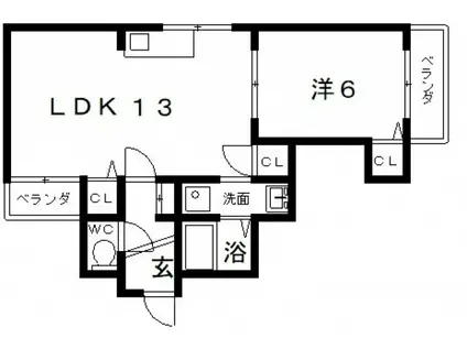メゾンエスポワール(1LDK/4階)の間取り写真