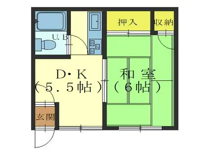 コーポミウラI(1DK/1階)の間取り写真