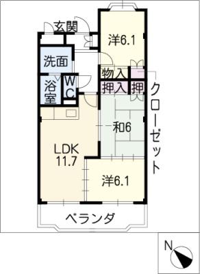 フォレストサイドK-III(3LDK/1階)の間取り写真