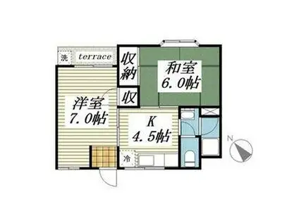 登町ハイツ(2DK/1階)の間取り写真