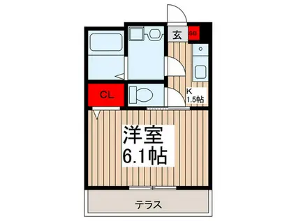 パークヒルズ ザ・見沼(1K/1階)の間取り写真