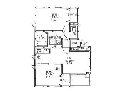 ジュネス(2LDK/3階)の間取り写真