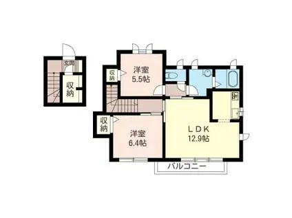 LA CASA MIA I(2LDK/2階)の間取り写真