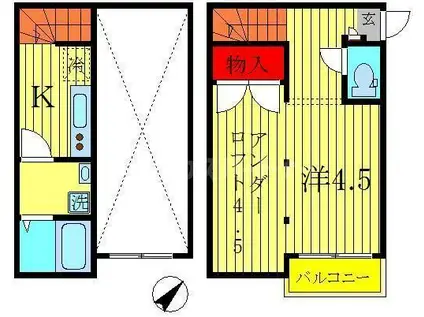 LA・VENUS ラ・ヴィーナス(1K/1階)の間取り写真