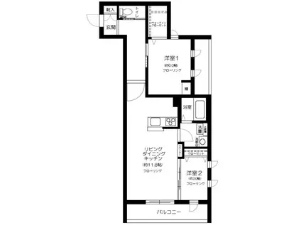 桜テラス高井戸(2LDK/2階)の間取り写真