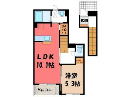 メトロノームII(1LDK/2階)の間取り写真