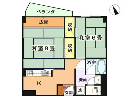 伊東マンション第3別館(2K/6階)の間取り写真