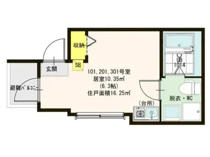 ハーモニーテラス青井VI(ワンルーム/2階)の間取り写真
