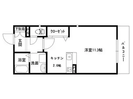 スリーズ岡本(1K/2階)の間取り写真