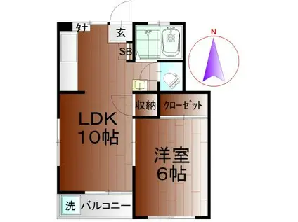 メゾンドソレイユ(1LDK/1階)の間取り写真