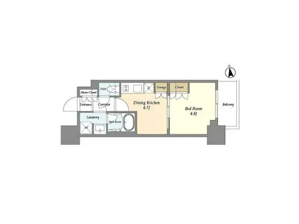 リビオメゾン浅草雷門(1DK/2階)の間取り写真