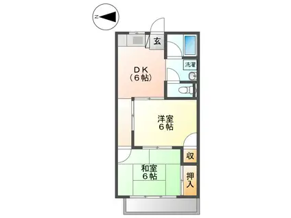 カーサマツオカ(2DK/1階)の間取り写真