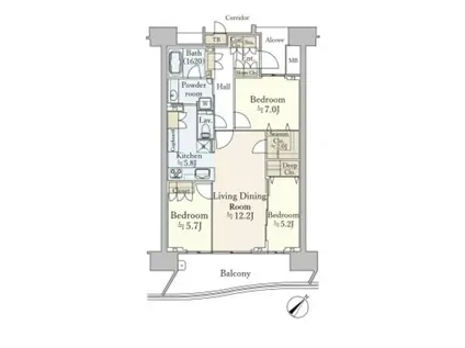 HARUMI FLAG SEA VILLAGE E棟(3LDK/18階)の間取り写真