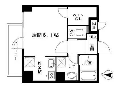 セ・アベーレ谷中銀座イースト(1K/4階)の間取り写真