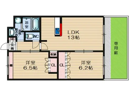 ビーンカードII(2LDK/1階)の間取り写真