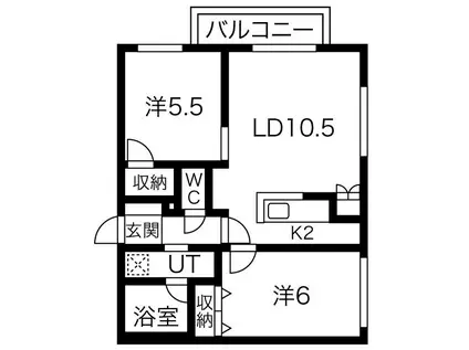 スピリートN16(2LDK/2階)の間取り写真