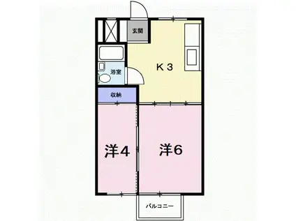 シティハイツジュン(2K/1階)の間取り写真