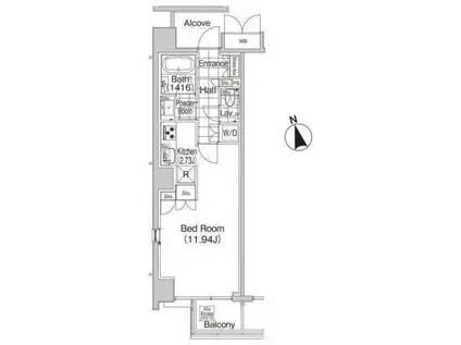 L′GENTE VALU 麻布十番(ワンルーム/7階)の間取り写真