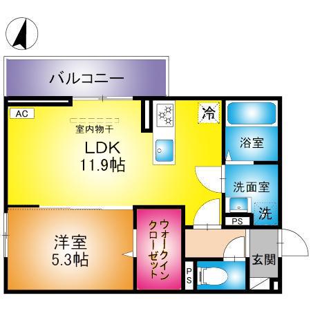 SOPHIA II A(1LDK/2階)の間取り写真