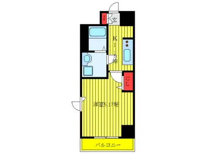 プライムアーバン板橋区役所前(1K/4階)の間取り写真