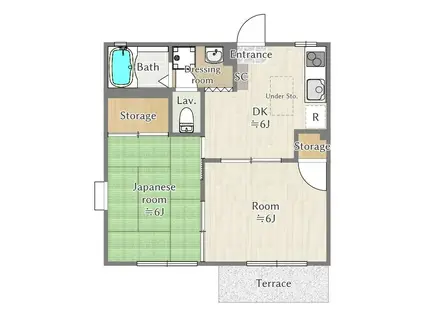 むさし野ハイツA(2DK/1階)の間取り写真