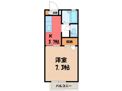レオン A棟(1K/1階)の間取り写真