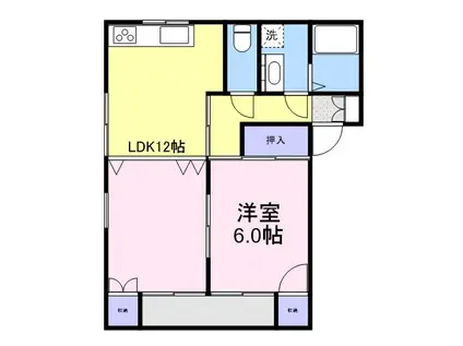 グランデ稲岡II(1LDK/2階)の間取り写真