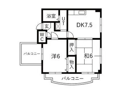 ソシア錦(2DK/5階)の間取り写真