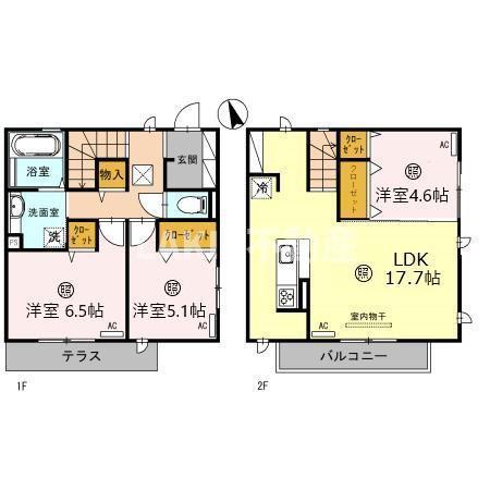 かぼく 南館(3LDK/1階)の間取り写真