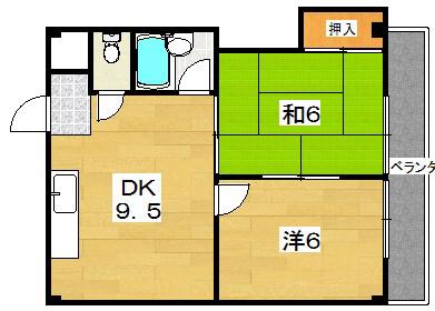 私部金森マンション(2DK/2階)の間取り写真