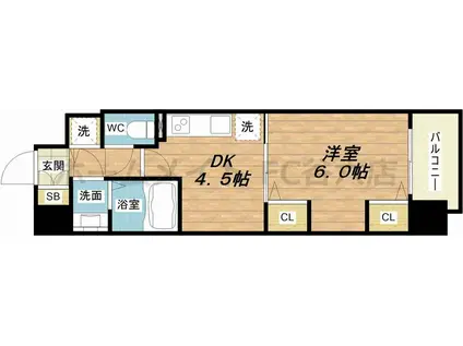 グランカリテ日本橋II(1DK/8階)の間取り写真