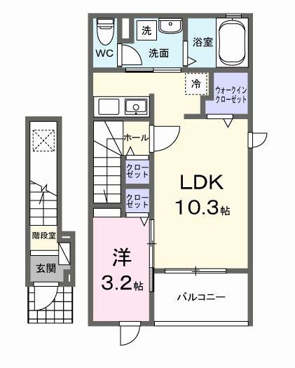 ノーヴァー ウエスト I(1LDK/2階)の間取り写真